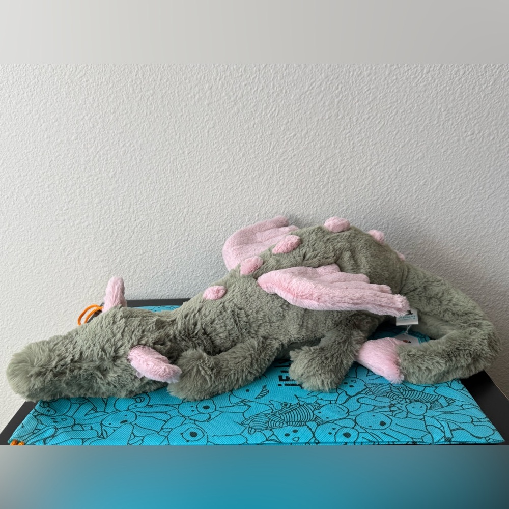 BNWT / NWT / Authentic Jellycat LARGE Malachy Dragon / Rare + HTF! / + DUST BAG!